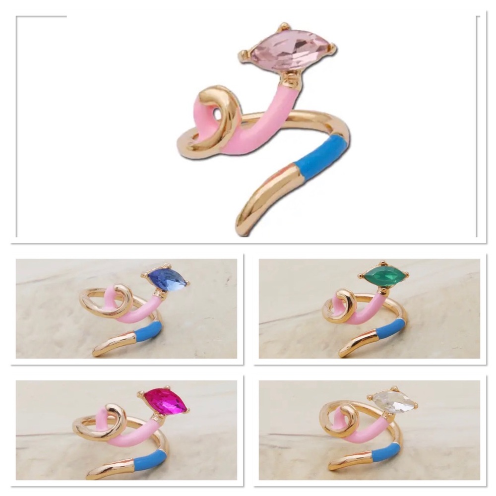 BEA BONGIASCA Full Spectra Navy Squiggle-design 9ct yellow gold enamel earrings